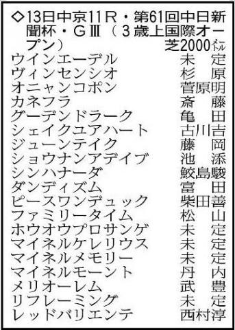 【中日新聞杯展望】素質が開花したシンハナーダが中心　コース巧者のファミリータイムも好勝負に