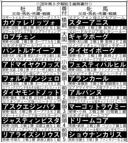 【馬トク報知3歳馬番付】ヤマタケ記者は今年のダービー馬にラヴェニュー指名「友道厩舎の牡馬を狙うなら偶数年」　坂本記者はクロワデュノールの全弟