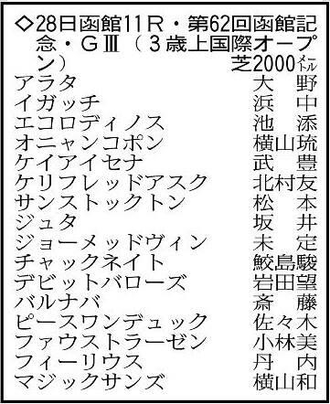 【函館記念展望】2つ目の重賞勝利を狙うマジックサンズやデビットバローズなど混戦模様　サマー2000シリーズ第1戦