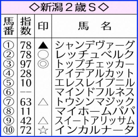 【新潟2歳S】AI予想　高数値トップチェッカー　勝負根性も抜群